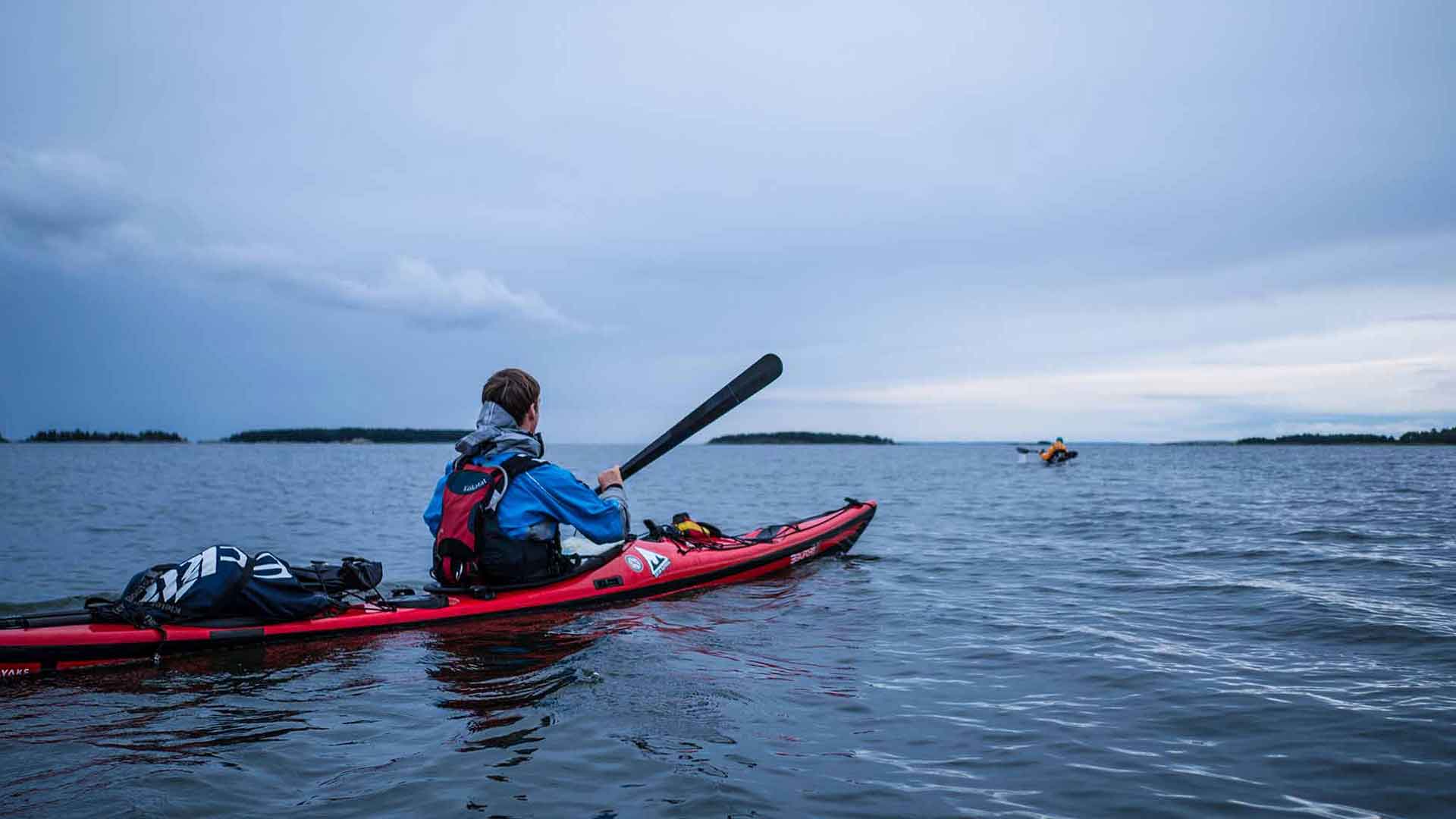Sea Kayaker on the lake Väners.